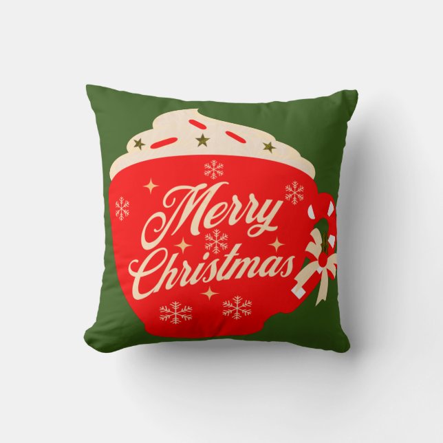 Merry Christmas Frosting Snowflakes Sprinkles  Throw Pillow (Front)