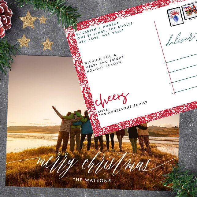 Merry Christmas Full Bleed Photo Holiday Postcard (Creator Uploaded)