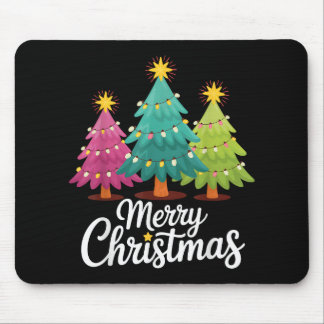 Merry Christmas Fun Colourful Christmas Tree Desig Mouse Pad