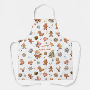 Merry Christmas Fun Cute Gingerbread Apron