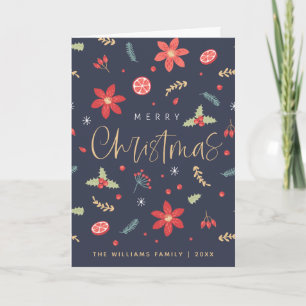 Merry Christmas Fun Floral Holiday Card