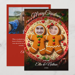 Merry Christmas Fun Gingerbread 3 Photo Holiday Card