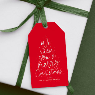Merry Christmas fun red personalized holiday Gift Tags