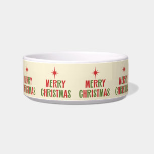 Merry Christmas Fun Retro Lettering Red and Green Bowl