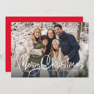 Merry Christmas fun script simple photo Holiday Card