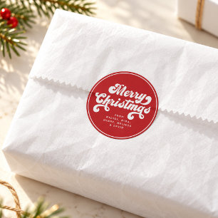 Merry Christmas Fun Simple Retro Typography Modern Classic Round Sticker