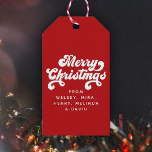 Merry Christmas Fun Simple Retro Typography Modern Gift Tags