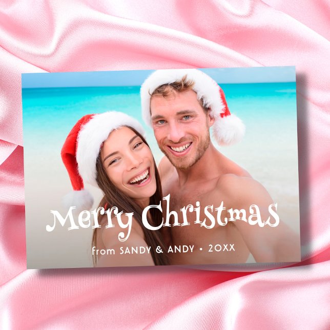 Merry Christmas Fun Typography 2 Side Design Photo Holiday Card (Creator Uploaded)