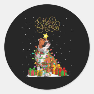 Merry Christmas Fun Xmas Christmas English Bulldog Classic Round Sticker
