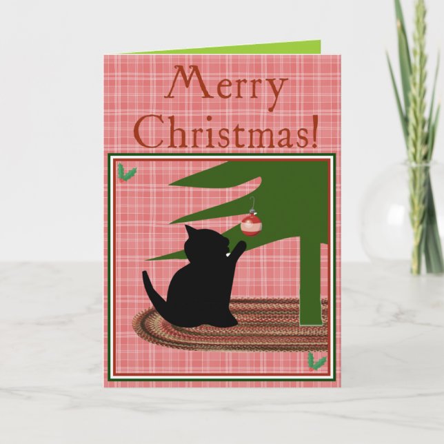 Merry Christmas Funny Cat Greeting Card (Front)