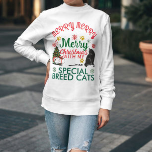 Merry Christmas Funny Cat Holiday Personalized Pet Sweatshirt