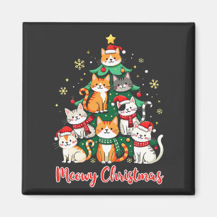 Merry Christmas Funny Catmas Kitten Xmas Tree Magnet