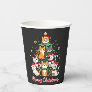 Merry Christmas Funny Catmas Kitten Xmas Tree Paper Cups