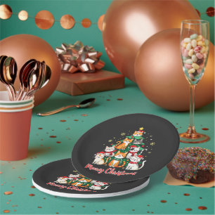 Merry Christmas Funny Catmas Kitten Xmas Tree Paper Plate