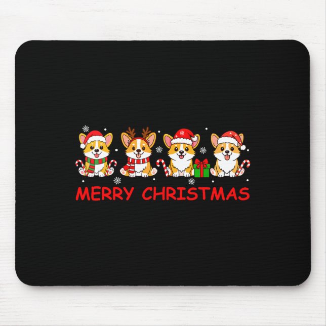 Merry Christmas Funny Corgi Xmas Cute Dogs Lovers  Mouse Pad (Front)