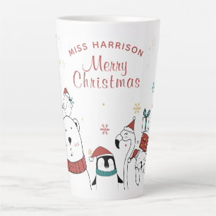 Merry Christmas Funny Cute Animals Personalized Latte Mug
