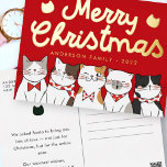Merry Christmas Funny Cute Cats Caroling Foil Holiday Postcard<br><div class="desc">Carol of the cats. 'Tis the season,  to be meowwy! meow meow meow meow.. meow meow meow MEOW!

Available here:
http://www.zazzle.com/selectpartysupplies</div>