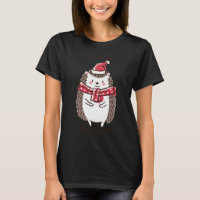 Merry Christmas Funny Cute Hedgehog Santa Hat Star