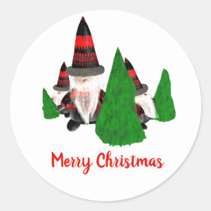 Merry Christmas, Funny Dwarfs Personalize Classic Round Sticker