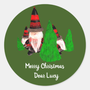 Merry Christmas, Funny Dwarfs Personalize Classic Round Sticker