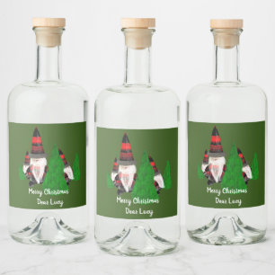 Merry Christmas, Funny Dwarfs Personalize Liquor Bottle Label