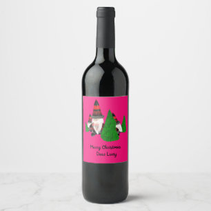 Merry Christmas, Funny Dwarfs Personalize Wine Label