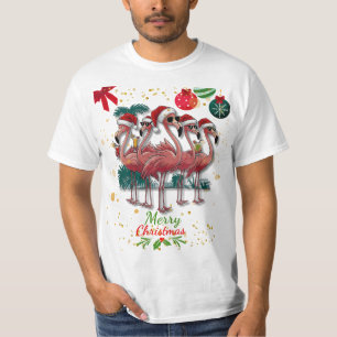 Merry Christmas Funny Flamingo with Sunglasses T-Shirt