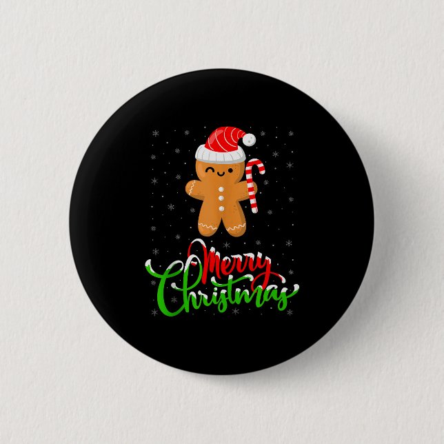 Merry Christmas Funny Gingerbread Cookie Baking Ch 2 Inch Round Button (Front)