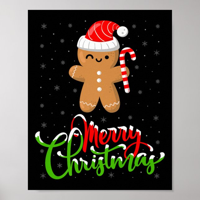 Merry Christmas Funny Gingerbread Cookie Baking Ch Poster (Front)