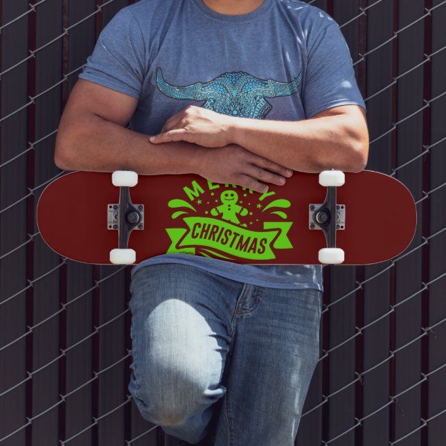MERRY CHRISTMAS funny gingerbread man              Skateboard (Outdoor 3)