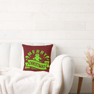 MERRY CHRISTMAS funny gingerbread man              Throw Pillow