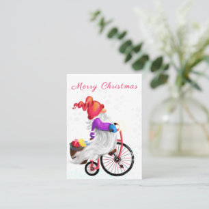 Merry Christmas - Funny Gnome with Bike and Gifts  Card
