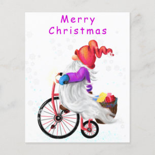 Merry Christmas - Funny Gnome with Bike and Gifts  Flyer