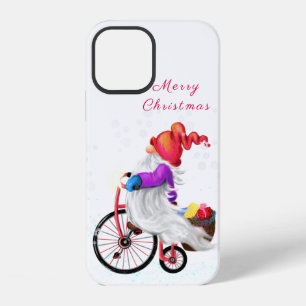 Merry Christmas - Funny Gnome with Bike and Gifts iPhone 12 Case