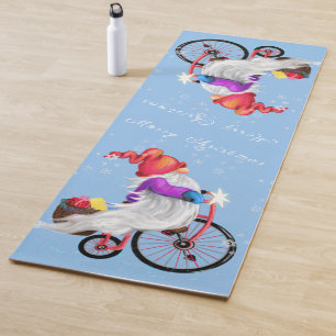 Merry Christmas - Funny Gnome with Bike and Gifts  Yoga Mat