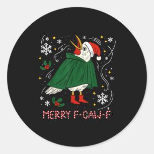 Merry Christmas Funny Raven Bird F-caw-f Xmas Holi Classic Round Sticker