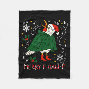 Merry Christmas Funny Raven Bird F-caw-f Xmas Holi Fleece Blanket