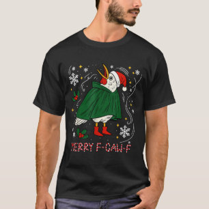 Merry Christmas Funny Raven Bird F-caw-f Xmas Holi T-Shirt