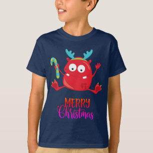 Merry Christmas Funny Red Monster T-Shirt