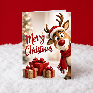 Merry Christmas Funny Reindeer Christmas Card