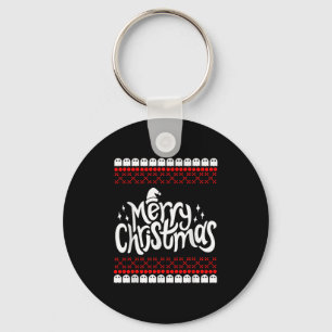 Merry Christmas Funny Retro Gamer Xel Arcade Humor Keychain