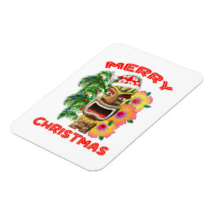 Merry Christmas Funny Santa Tiki Magnet