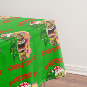 Merry Christmas Funny Santa Tiki Tablecloth