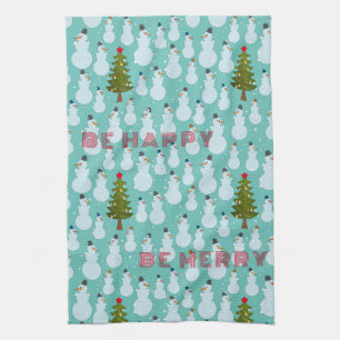 Merry Christmas Funny Showmen Pattern Christmas Kitchen Towel