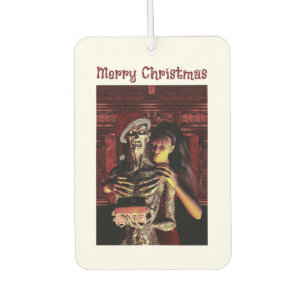 Merry Christmas. Funny skeleton with woman Air Freshener