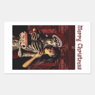 Merry Christmas. Funny skeleton with woman Sticker