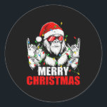 Merry Christmas Funny Vintage Bigfoot Rock On Xmas Classic Round Sticker<br><div class="desc">Merry Christmas Funny Vintage Bigfoot Rock On Xmas Men Boys</div>