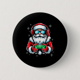 Merry Christmas Gamer Boys Mens Video Game Santa C 2 Inch Round Button