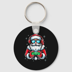 Merry Christmas Gamer Boys Mens Video Game Santa C Keychain