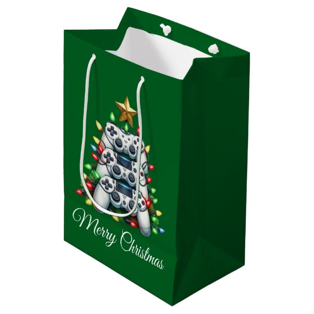 Merry Christmas Gamer  Medium Gift Bag (Front Angled)